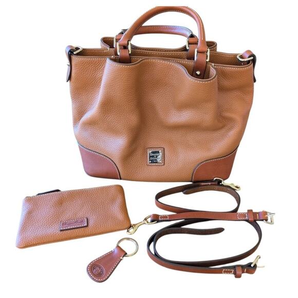 Dooney & Bourke Pebble Grain Leather Brenna Satchel Handbag Pouch Keychain NWOT - Picture 1 of 10